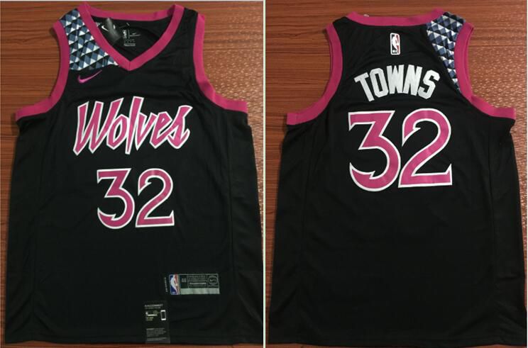 Men Minnesota Timberwolves #32 Towns Black City Edition Nike Game NBA Jerseys